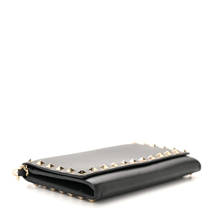 Valentino Garavani Vitello Rockstud Flap Wallet On Chain Black 4 of 15