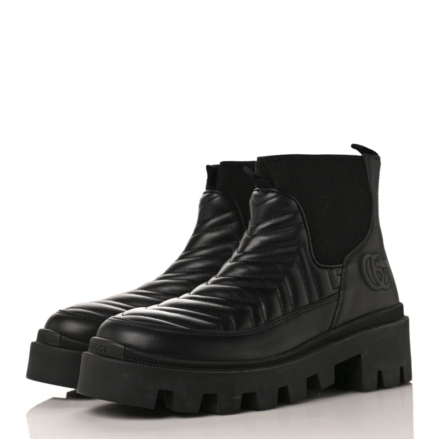 Calfskin Nappa Matelasse Frances Chelsea Boots 38 Black