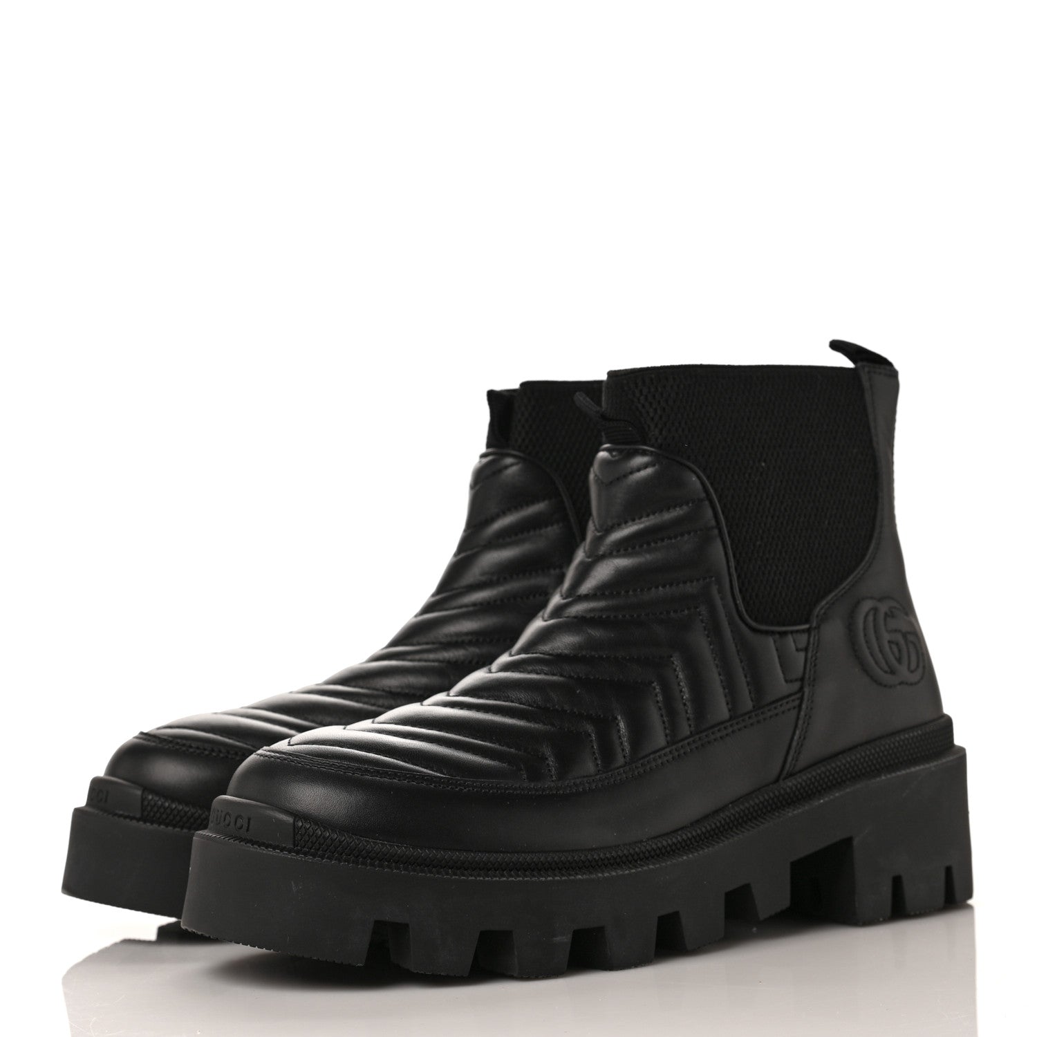 Gucci Calfskin Nappa Matelasse Frances Chelsea Boots 38 Black 3 of 6