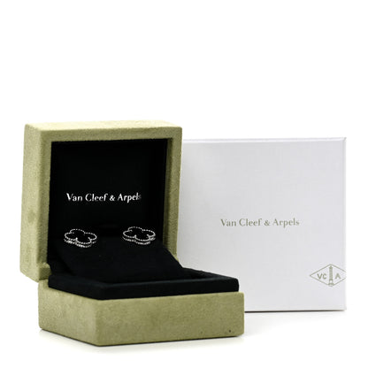 Van Cleef & Arpels 18K White Gold Black Onyx Vintage Alhambra Earrings 5 of 5