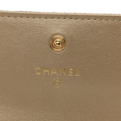 Chanel Metallic Goatskin Quilted Chanel 19 Flap Card Holder Gold 6 of 8