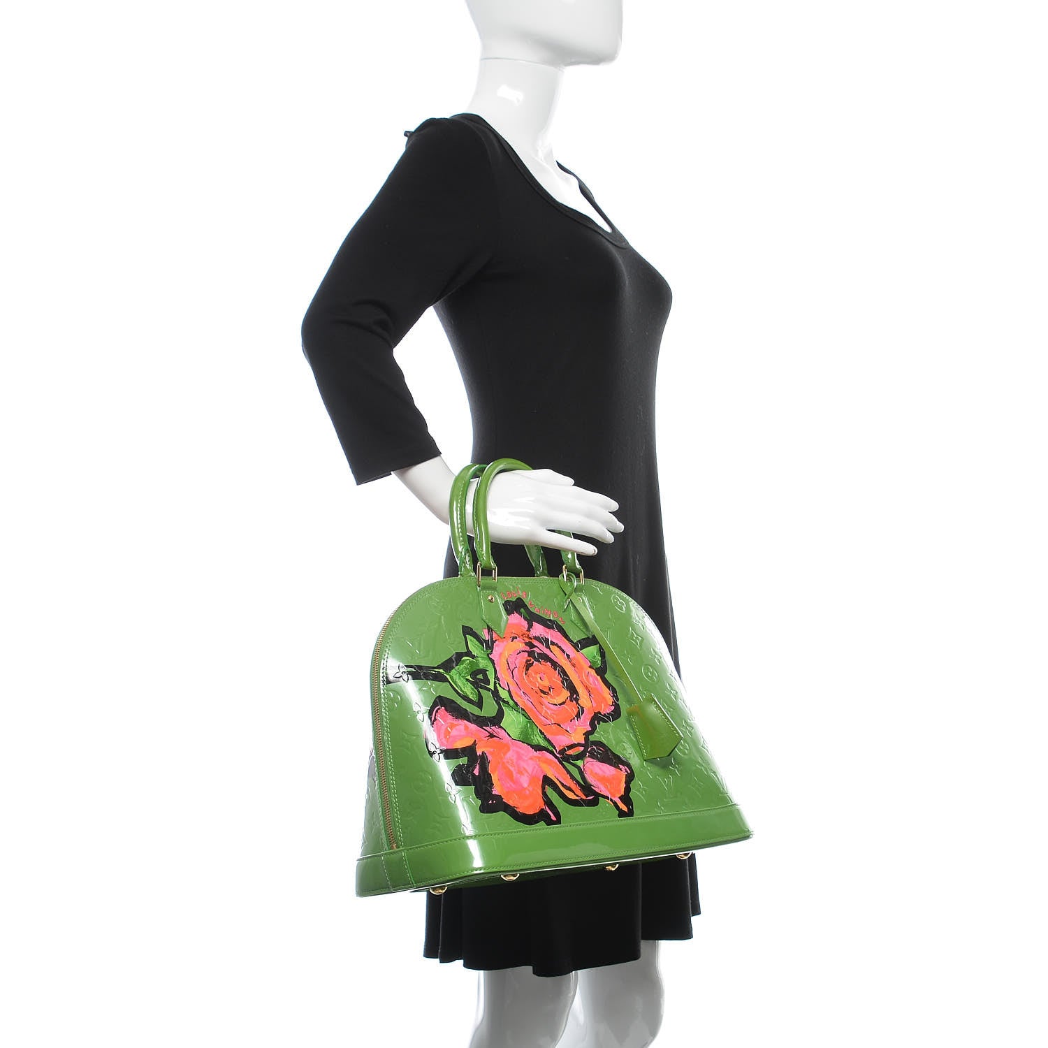 Louis Vuitton Vernis Roses Alma GM Vert Tonic 2 of 9