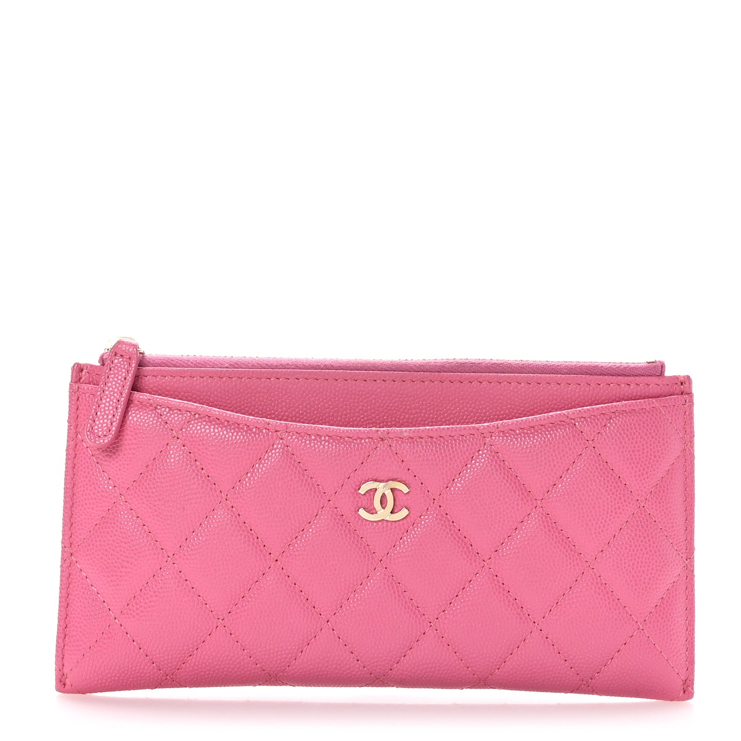 Caviar Quilted Classic Zip Pouch Pink