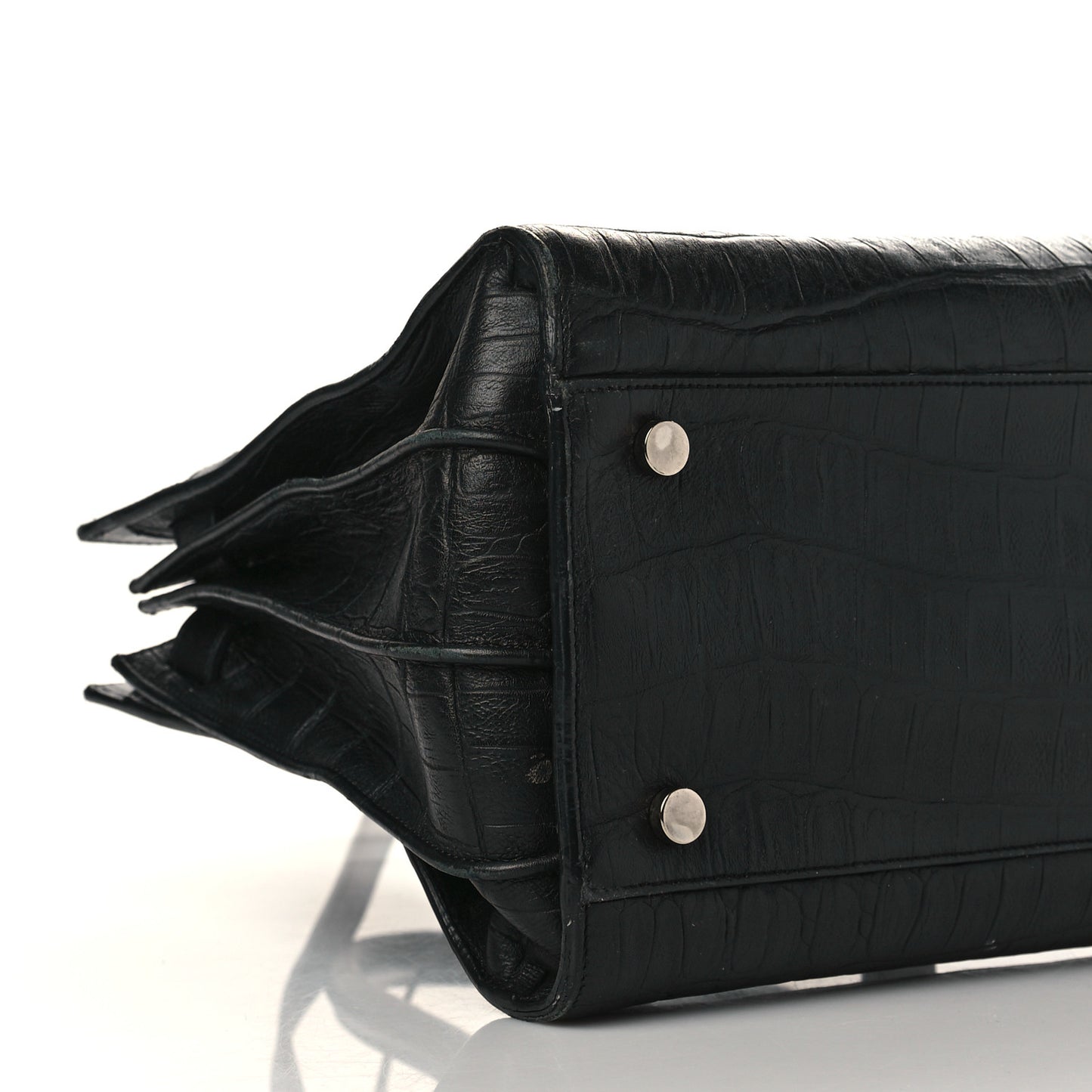 Calfskin Crocodile Embossed Small Sac de Jour Black