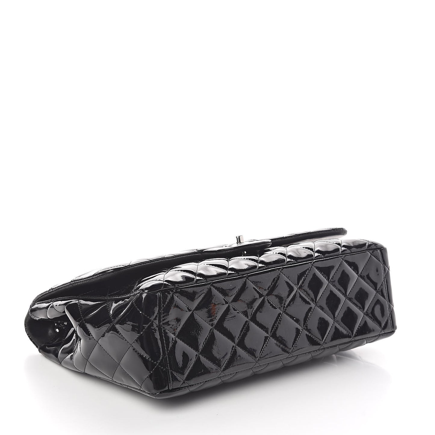 Patent Quilted Maxi Single Flap Black