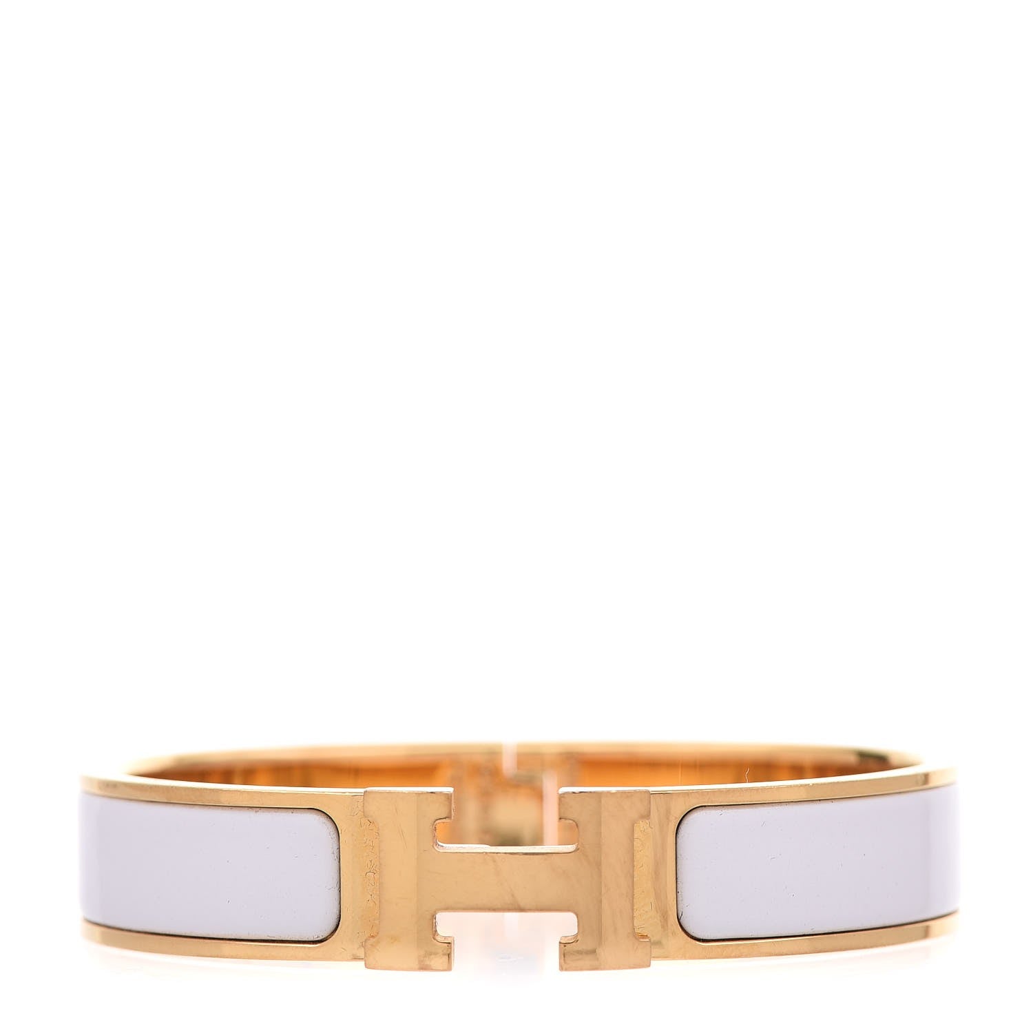 Hermes Enamel Narrow Clic Clac H Bracelet PM White 1 of 6