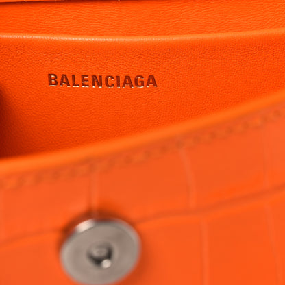 Balenciaga Shiny Super Supple Calfskin Crocodile Embossed Small XX Flap Stretch Bag Pop Orange 6 of 13
