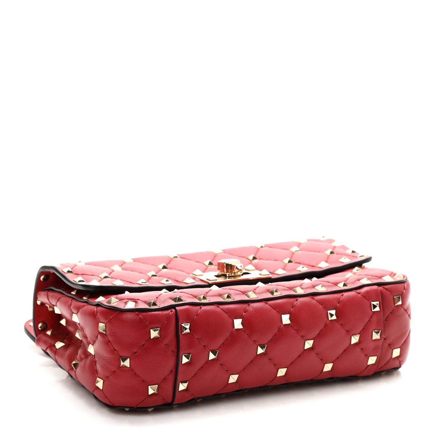 Nappa Small Rockstud Spike Shoulder Bag Rosso Valentino