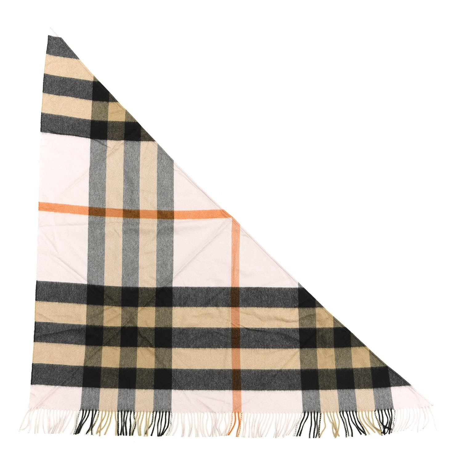 Burberry Cashmere Check Bandana Scarf Camel Ash Rose 1 of 3