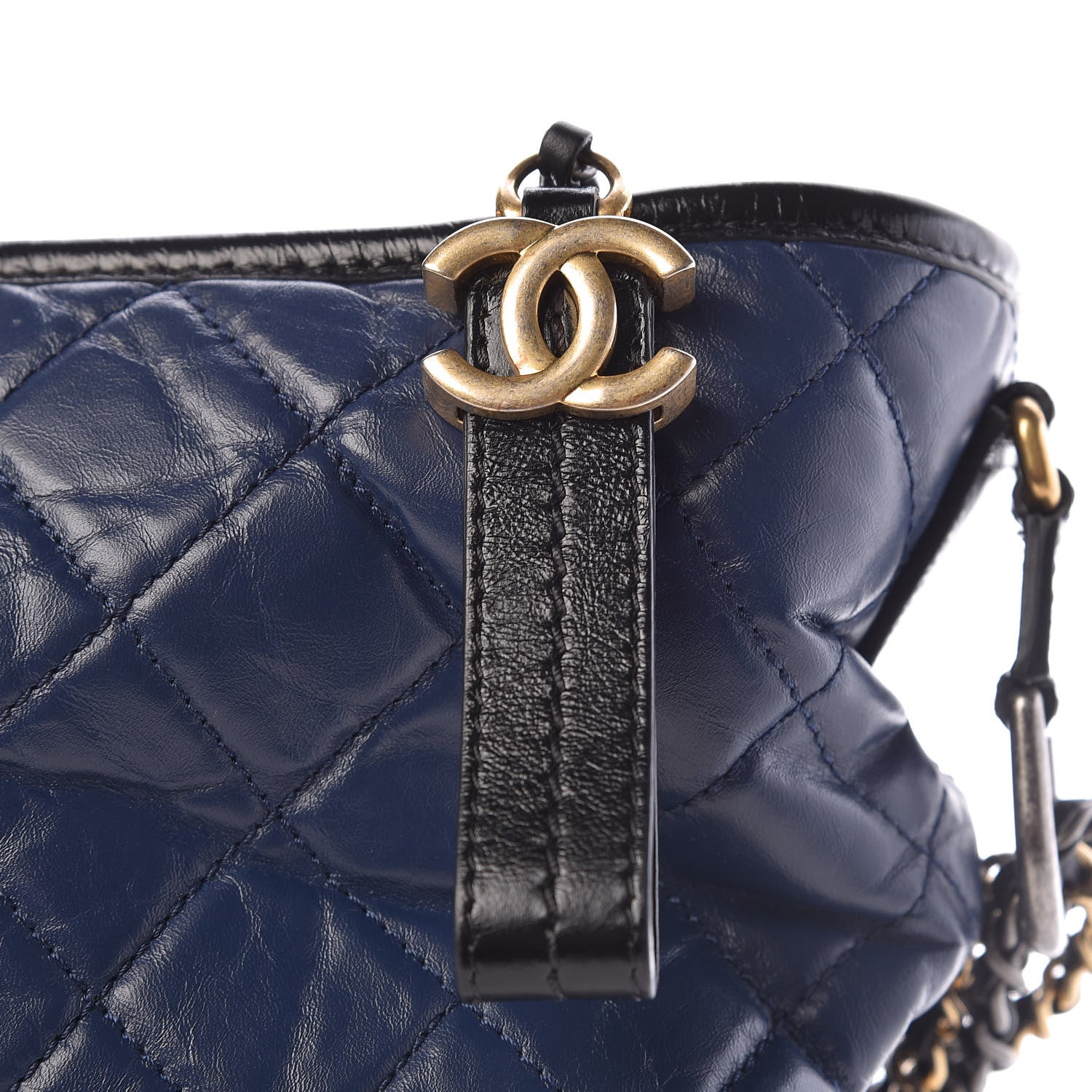 Chanel Aged Calfskin Quilted Large Gabrielle Hobo Navy Black 8 of 17
