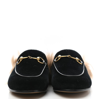 Gucci Velvet Fur Womens Princetown Slippers 35 Black 2 of 8