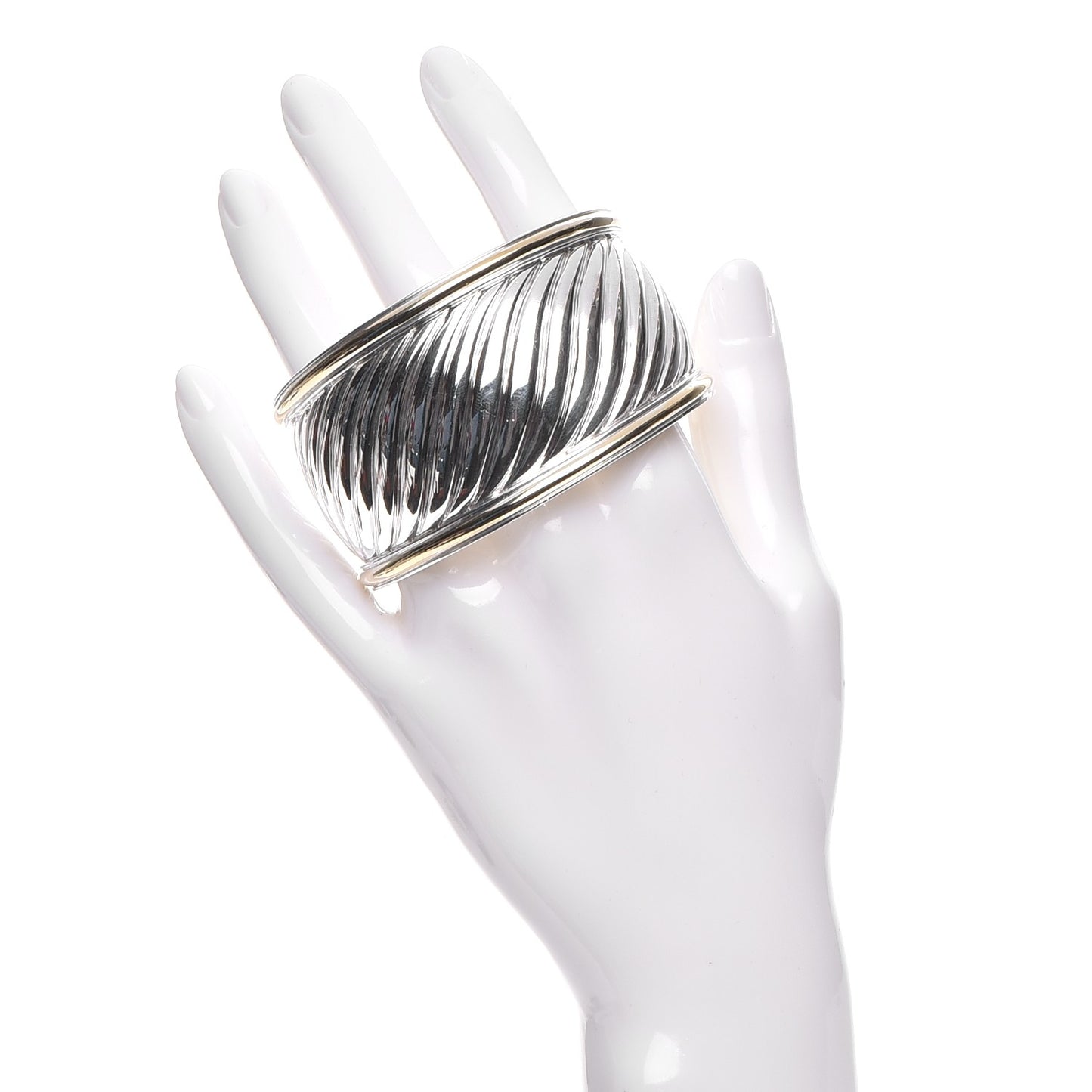 Sterling Silver 18k Gold 41mm Sculpted Cable Cuff