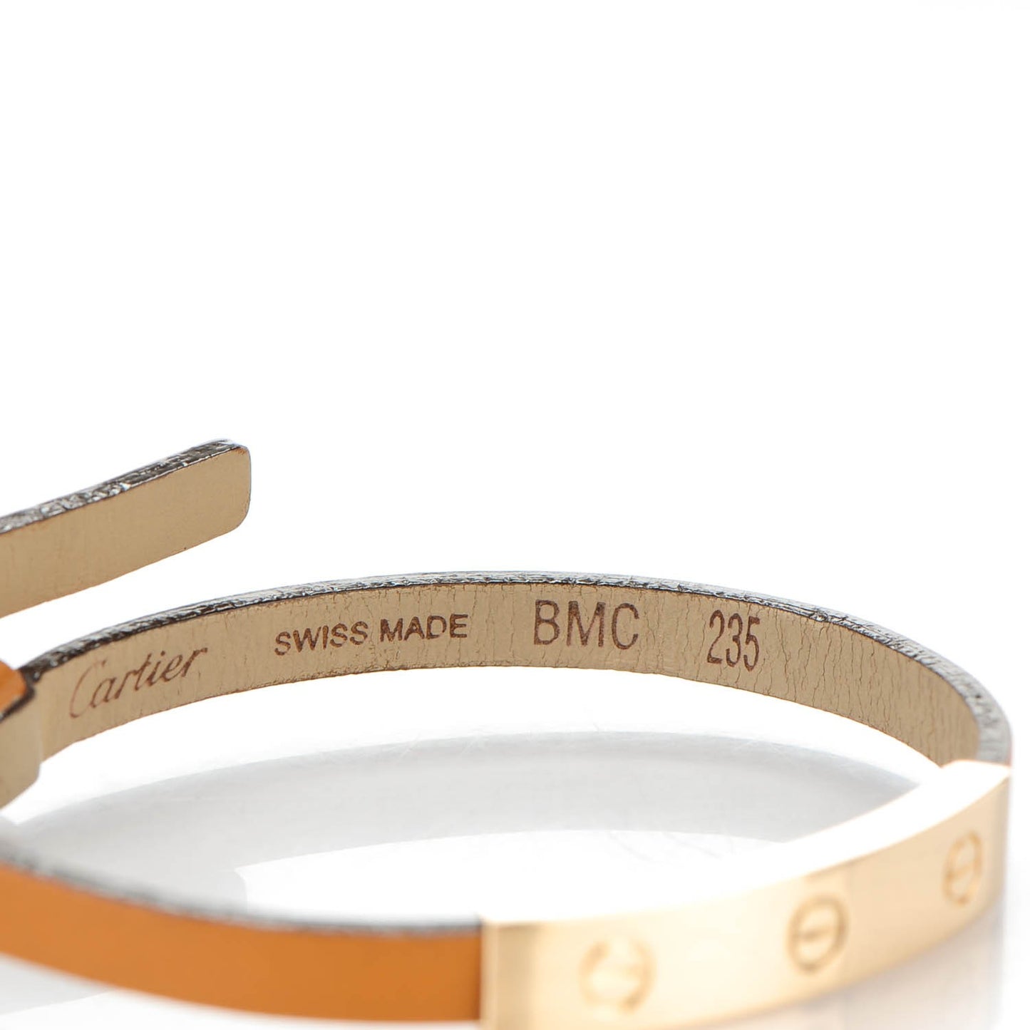 18K Yellow Gold Lambskin 3 Motif LOVE Bracelet Brown