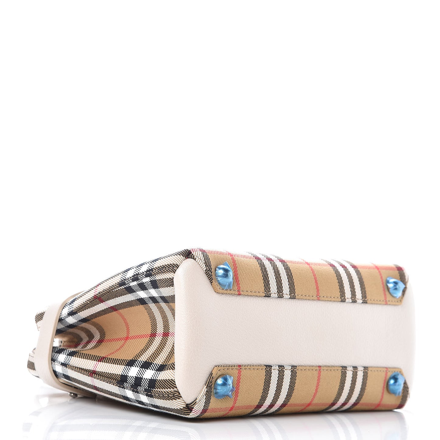 Goatskin Vintage Check Small Banner Tote Limestone