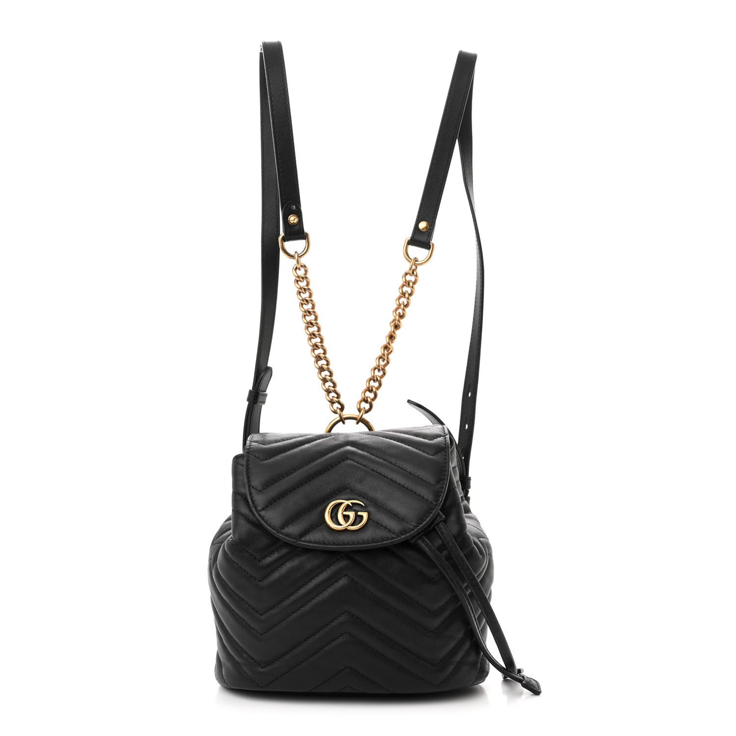 Calfskin Matelasse GG Marmont Flap Backpack Black