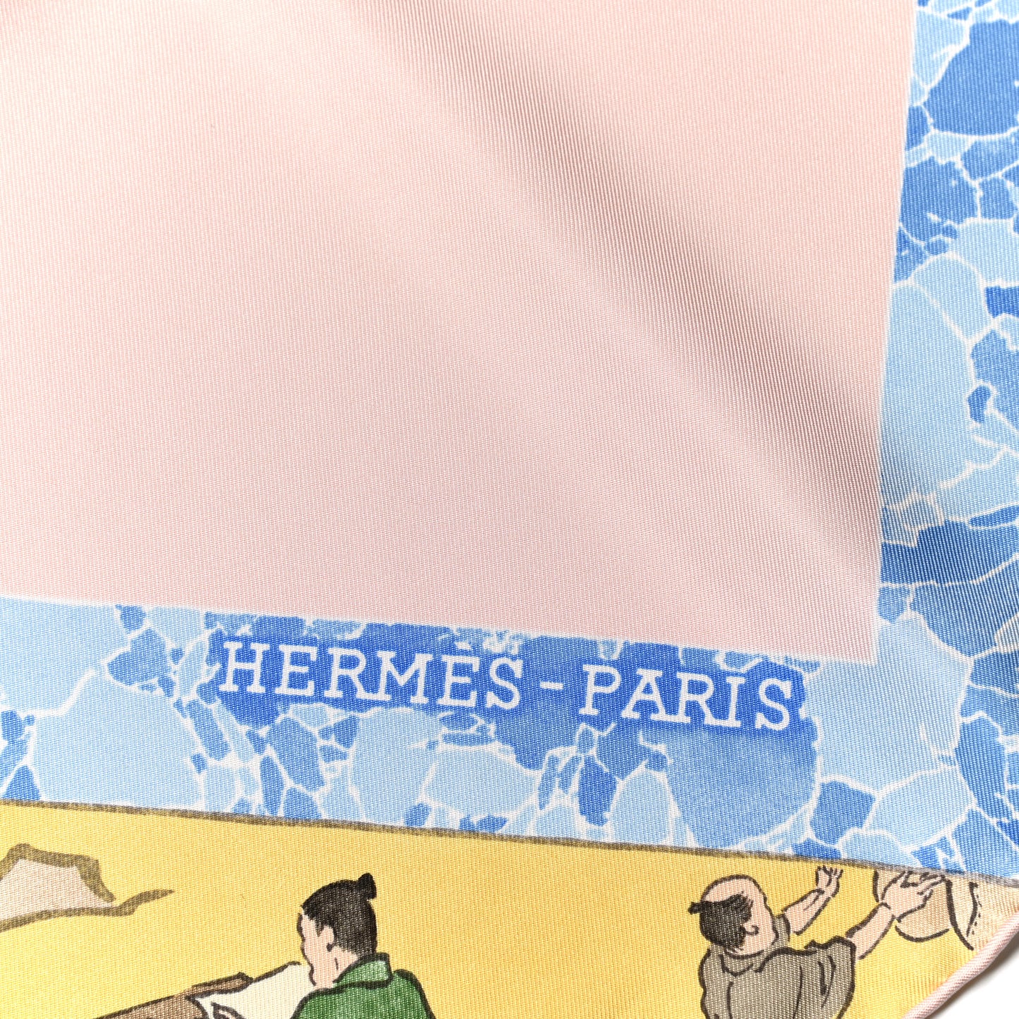 Silk Les Artisans D'Hermes Scarf 90 Rose Pale Vert Amande