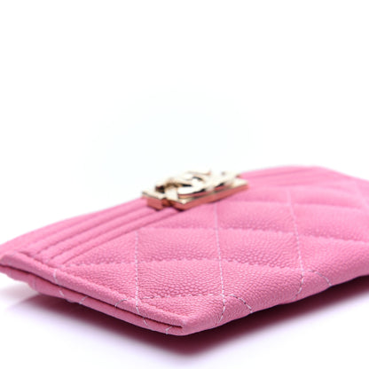 Chanel Caviar Quilted Boy Card Holder Pink 6 of 10