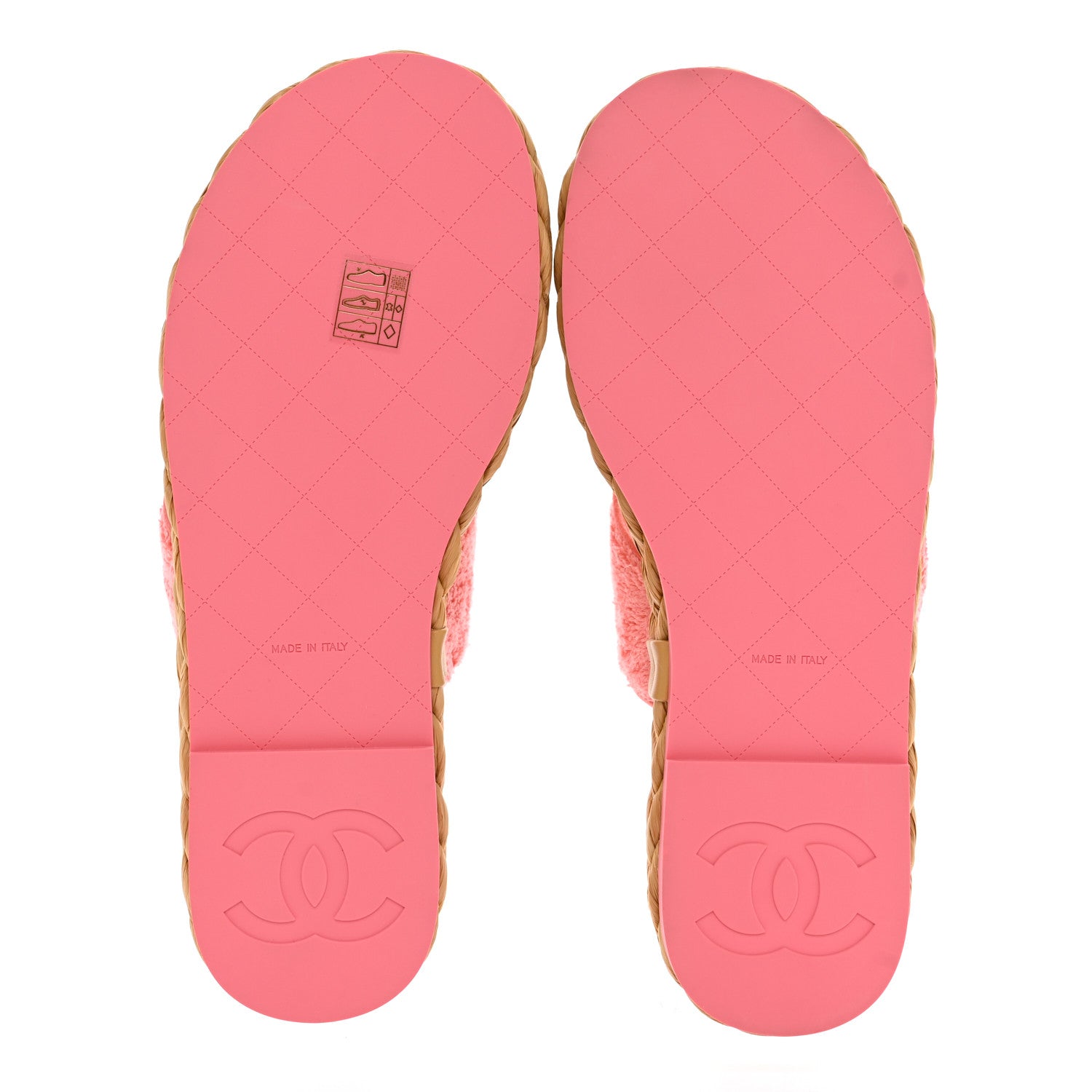 Chanel Terry Cloth Raffia CC Logo Thong Sandals 38 Pink 5 of 10