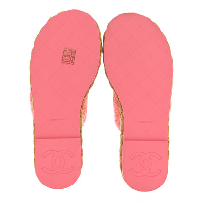 Chanel Terry Cloth Raffia CC Logo Thong Sandals 38 Pink 5 of 10