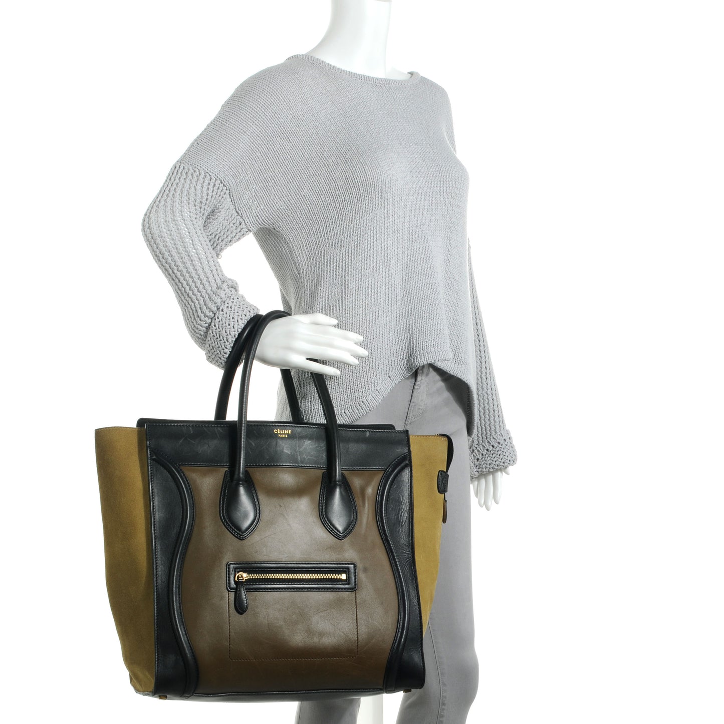 Smooth Calfskin Medium Tri-Color Luggage Olive