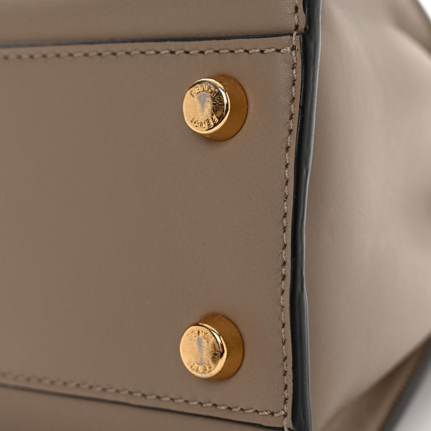 Fendi Vitello Tahiti Burro Medium Peekaboo Iconic Essentially Satchel Tortora Black 13 of 13