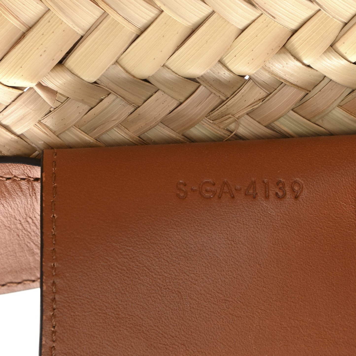 Raffia Calfskin Studs Basket Shoulder Bag Tote Tan