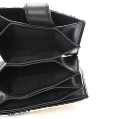 Christian Dior Calfskin Toile de Jouy Lady Dior 5-Gusset Card Holder Rouge Multicolor 5 of 9