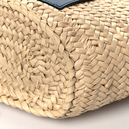 Loewe Raffia Small Basket Tote Bag Natural Tan Navy 7 of 7