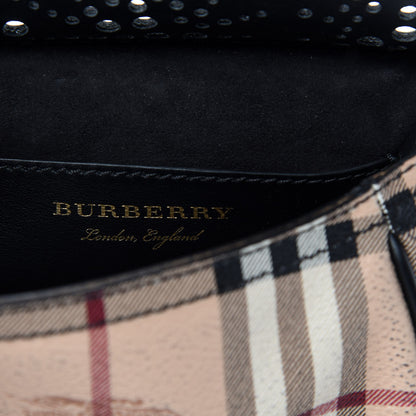Burberry Perforated Calfskin Haymarket Check Baby Bridle Crossbody Black 10 of 11