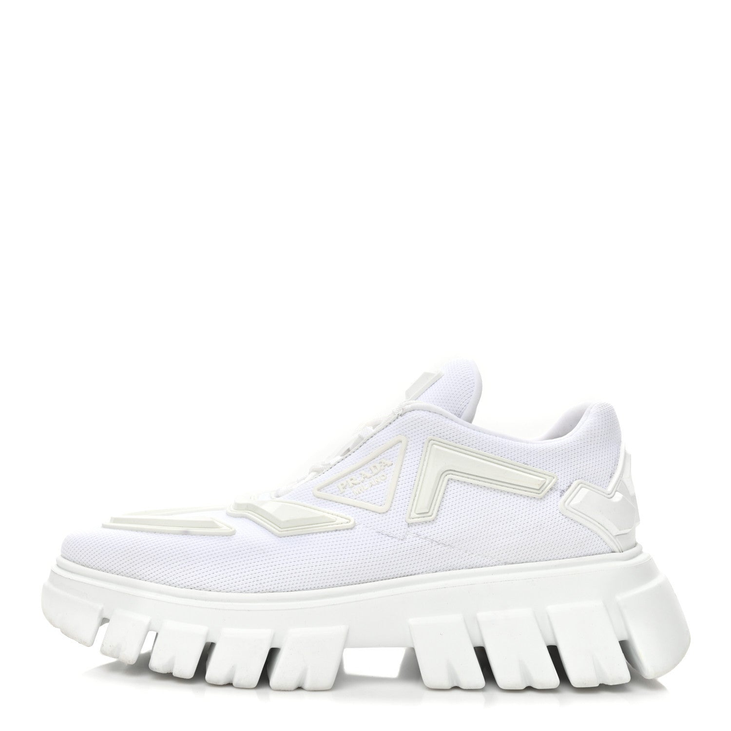 Prada Rubber Technical Knit Fabric Triangle Logo Evolution 55mm Sneakers 39 White 1 of 11