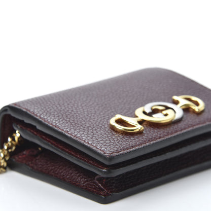 Gucci Grainy Calfskin Zumi Chain Card Case Wallet Vintage Bordeaux 5 of 9