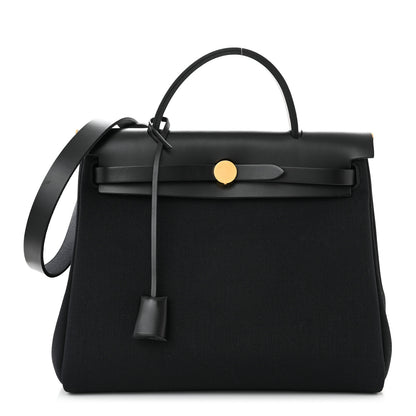 Hermes Military Toile Vache Hunter Herbag Zip PM 31 Black 3 of 12