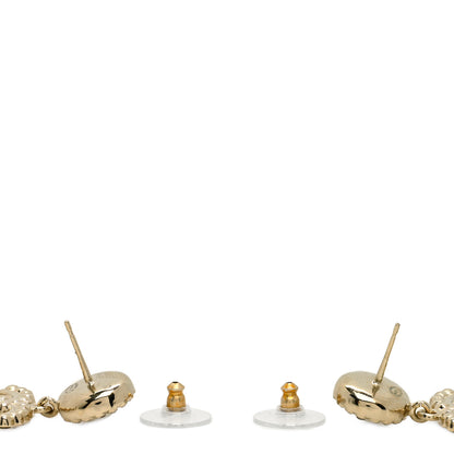 Chanel Crystal Pearl Bow-tiful CC Drop Earrings Gold 2 of 3