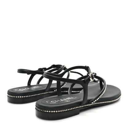Chanel Lambskin Strass CC Thong Sandals 36.5 Black 5 of 9