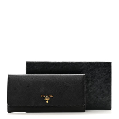 Prada Saffiano Metal Continental Flap Wallet Black 7 of 7