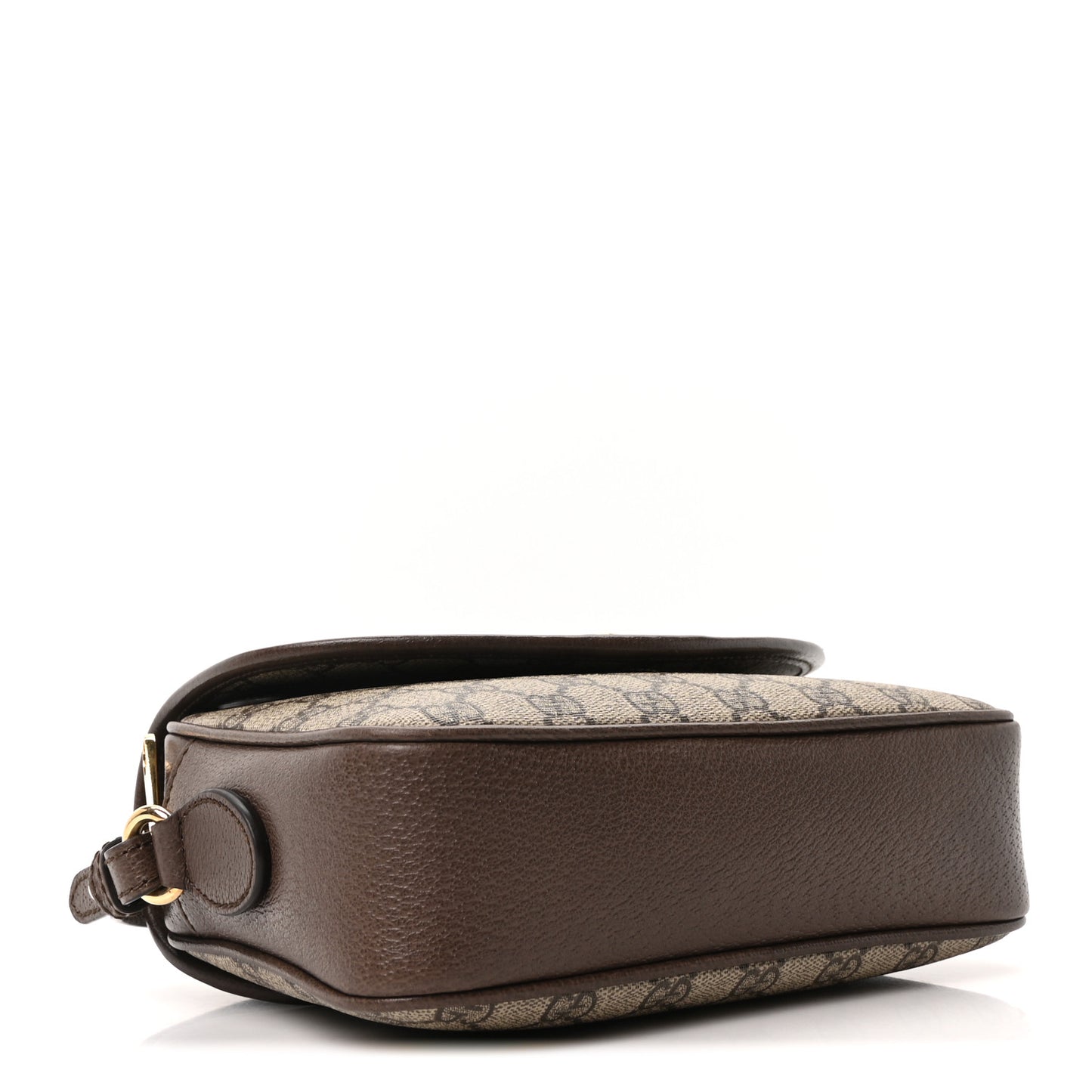 GG Supreme Monogram Textured Dollar Calfskin Web Studded Mini Ophidia Flap Shoulder Bag Beige Ebony New Acero