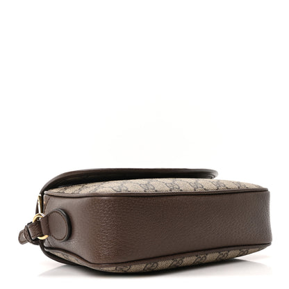 Gucci GG Supreme Monogram Textured Dollar Calfskin Web Studded Mini Ophidia Flap Shoulder Bag Beige Ebony New Acero 4 of 10
