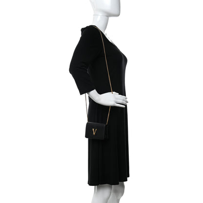 Versace Vitello Mini Virtus Chain Clutch Black 2 of 12