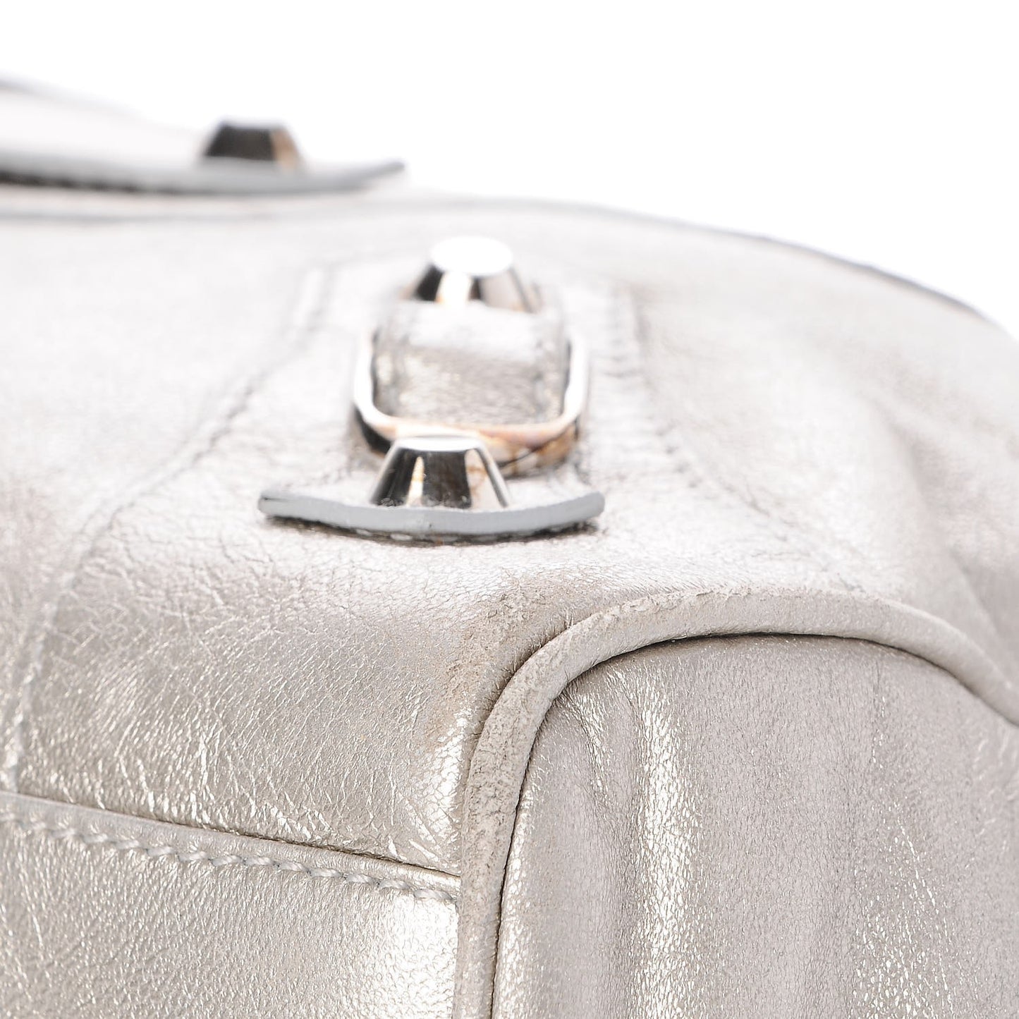Agneau Classic Hardware Box Bag Silver Hardware