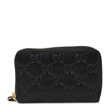 Gucci Guccissima Zip Around Coin Purse Wallet Black 1 of 6