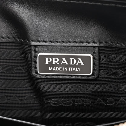 Prada Saffiano Travel Metal Triangle Logo Wristlet Pouch Black 7 of 10