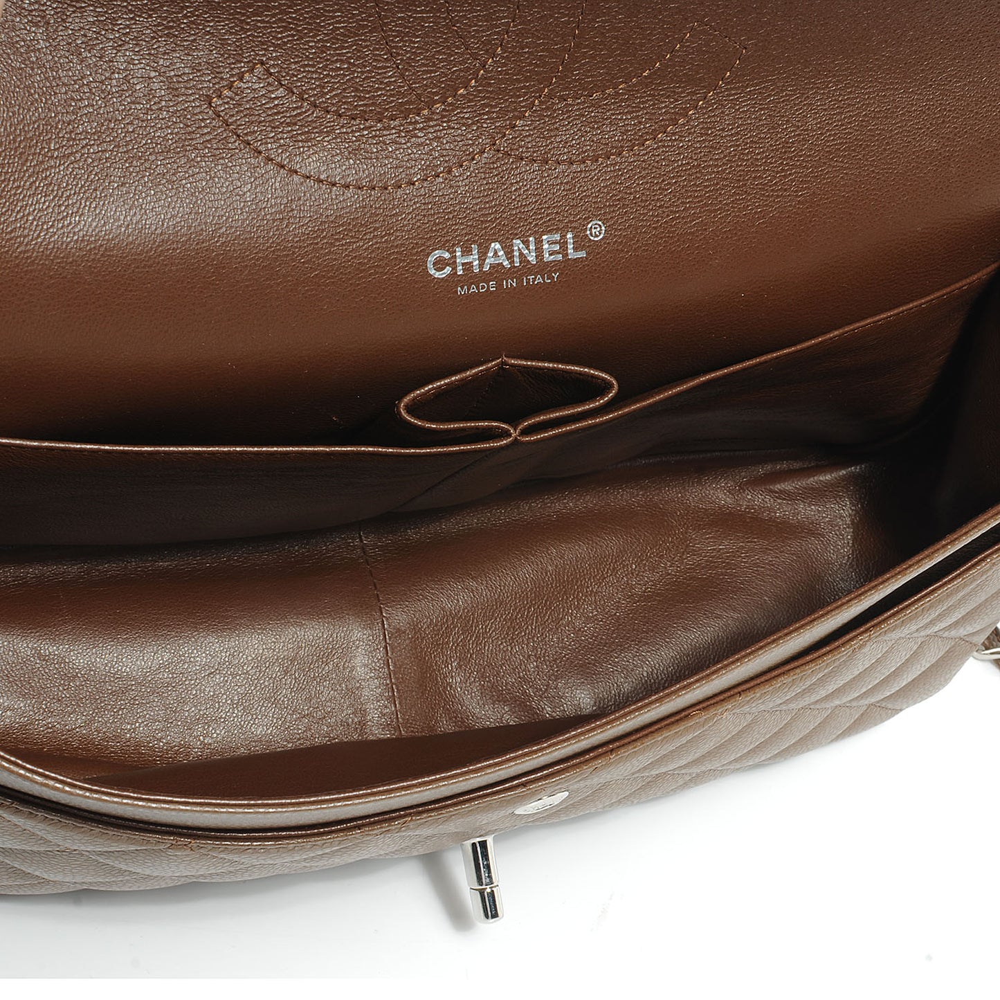 Caviar Quilted Jumbo Double Flap Brown