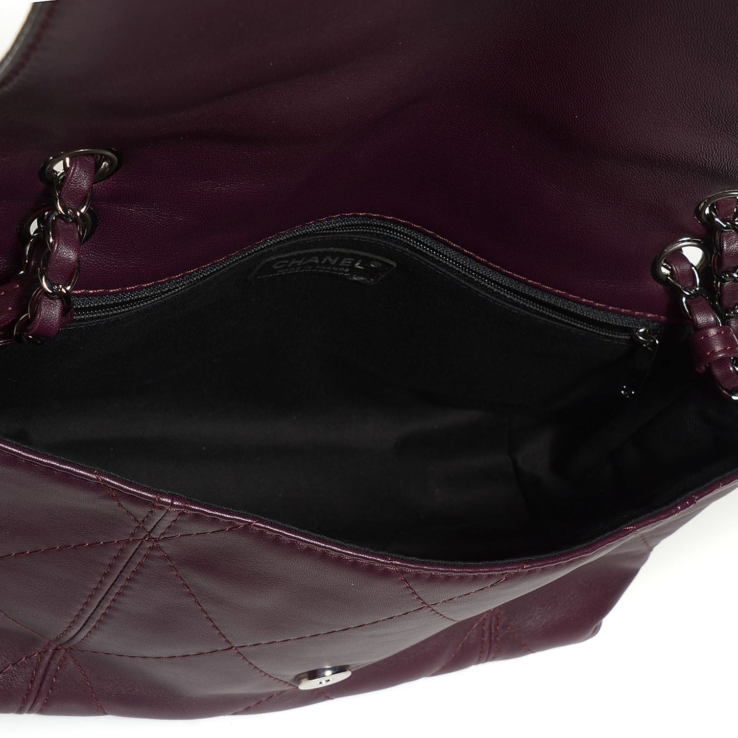 Lambskin Quilted Large Soft Touch Flap Burgundy