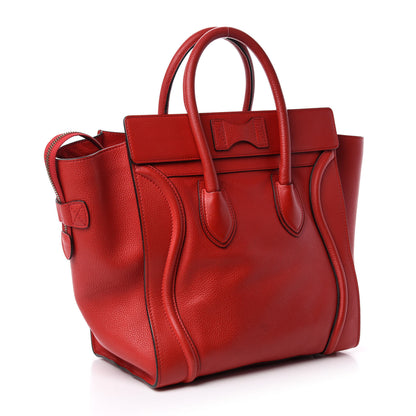 Celine Pebbled Calfskin Mini Luggage Red 3 of 12
