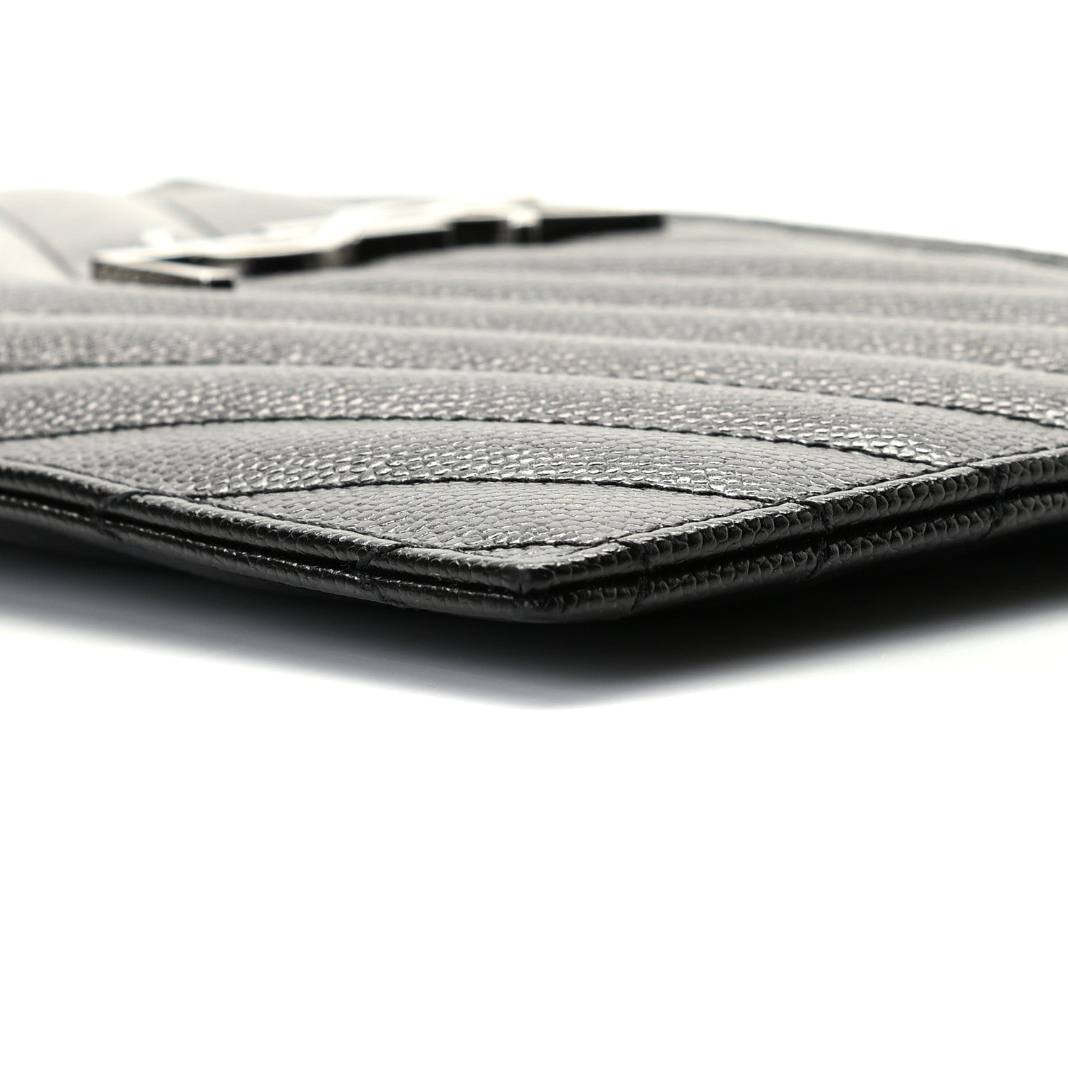 Saint Laurent Grain De Poudre Chevron Monogram Bill Pouch Black 6 of 10