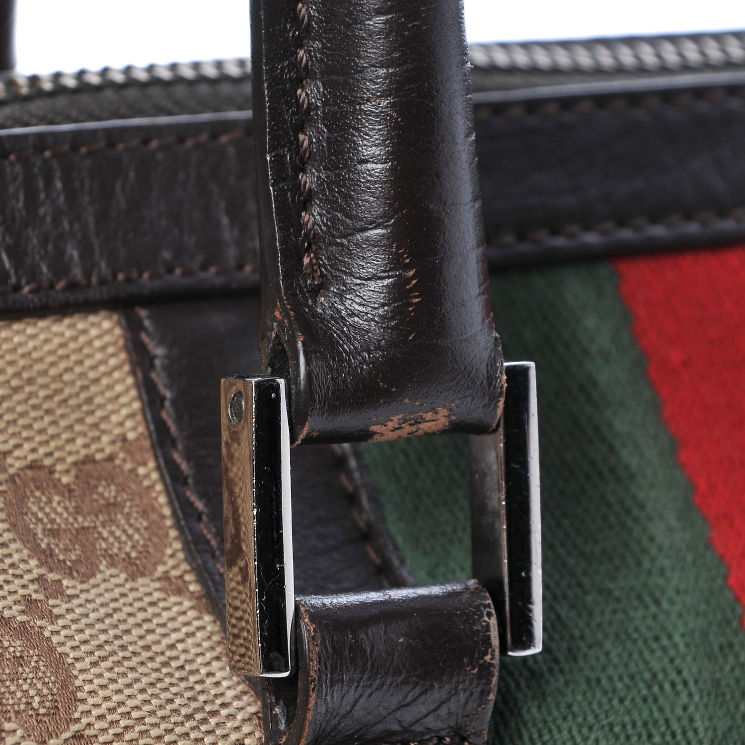 Gucci Monogram Vintage Web Mini Boston Dark Brown 17 of 26