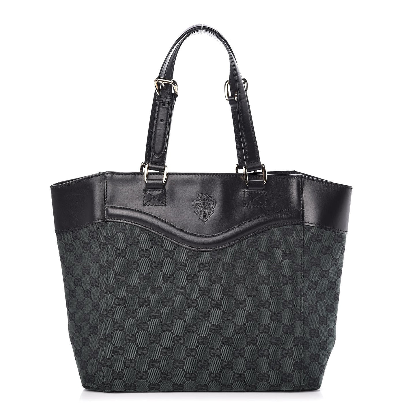 Monogram Crest Tote Green Black