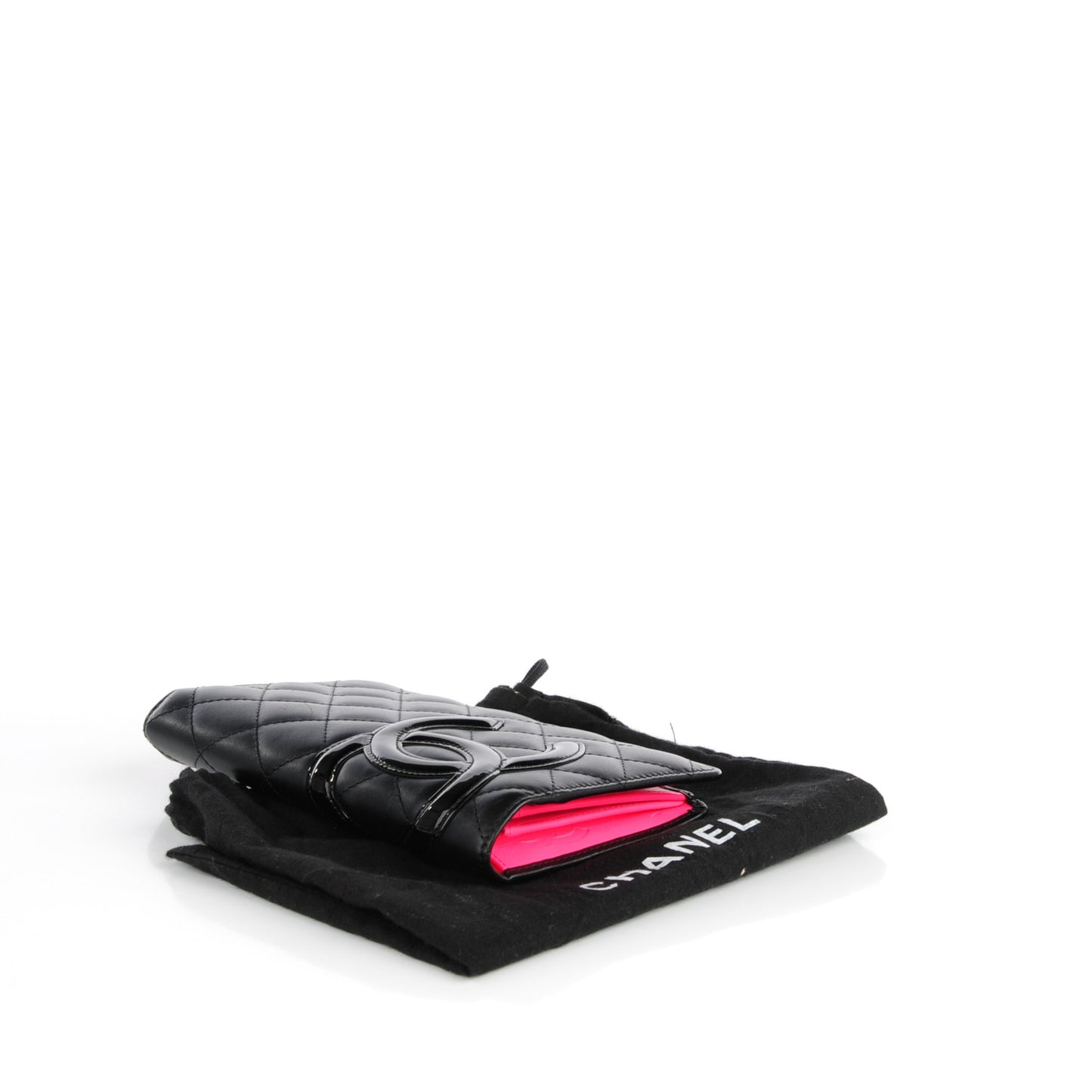 Calfskin Quilted Cambon Yen Wallet Black
