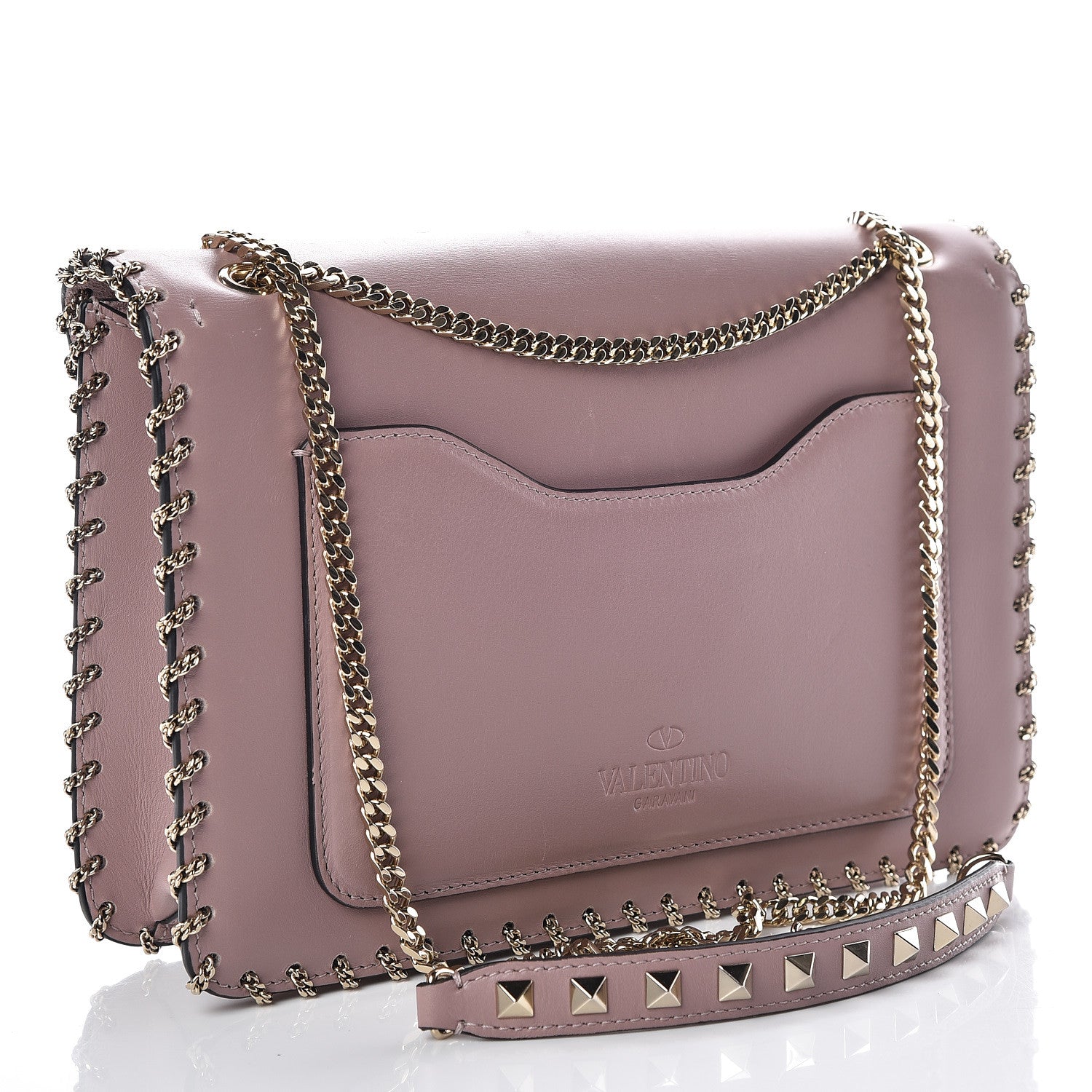 Valentino Garavani Vitello Groumette Small Rockstud Demilune Shoulder Bag Lipstick 3 of 13
