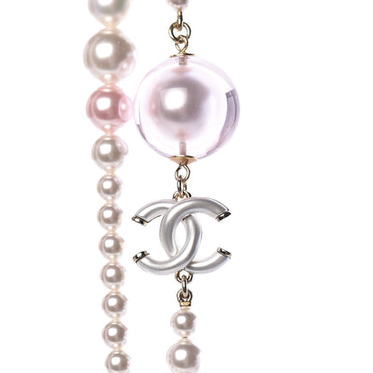 Chanel Pearl CC Long Necklace Golden Pearly White 5 of 6